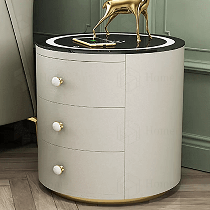 DRAWERS ROUND BEDSIDE TABLE I (M3109) HomeMore